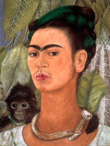 história da Pintura - autorretrato com macaco - Frida