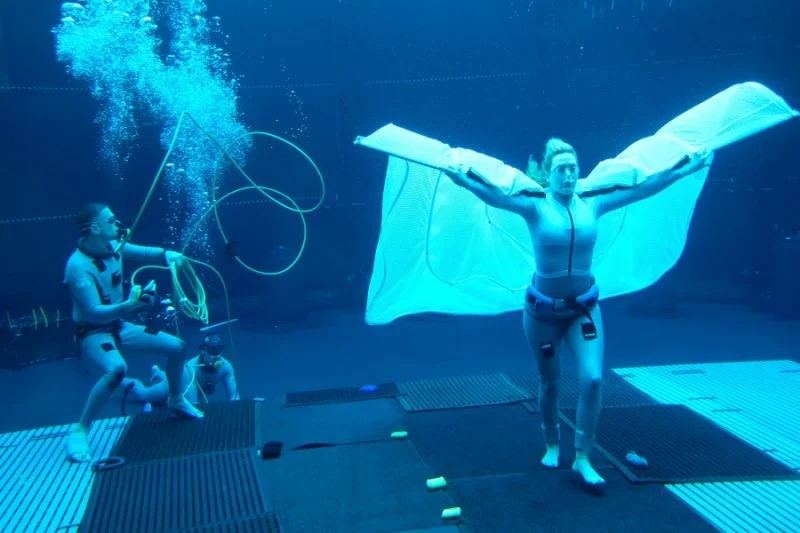 Avatar 2: O Caminho da Água - Kate Winslet durante as gravações subaquáticas