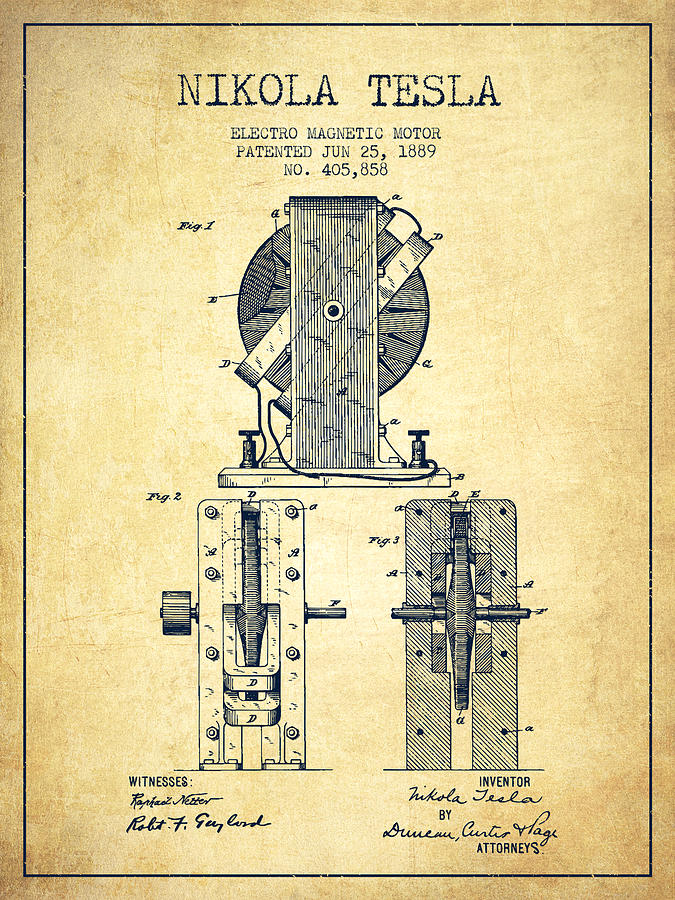 As 5 maiores invenções de Nikola Tesla - Patente do Motor de Indução Eletromagnética