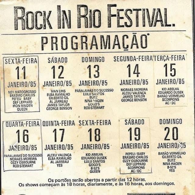 Maiores Shows realizados no Brasil - Rock in Rio 1985